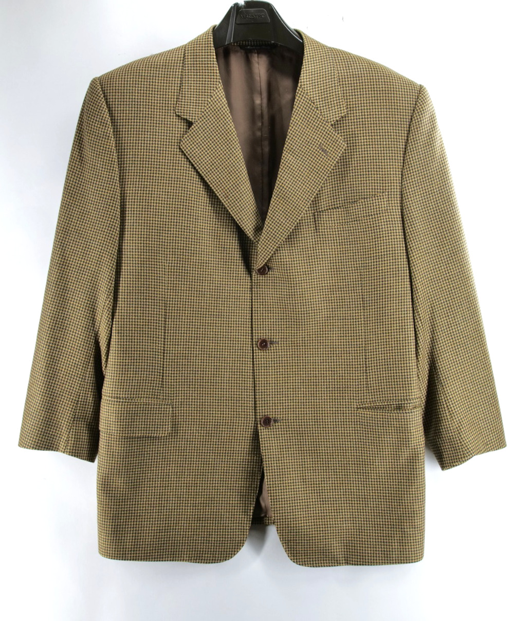 Canali Boyds Philadelphia Sport Coat Brown 48R Wool Cashmere Houndstooth Blazer